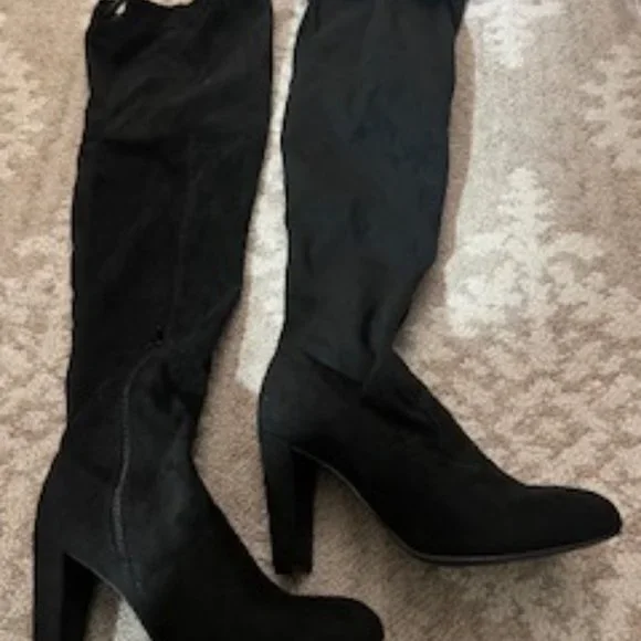 black suede high heel boots over the knee - Picture 2 of 9